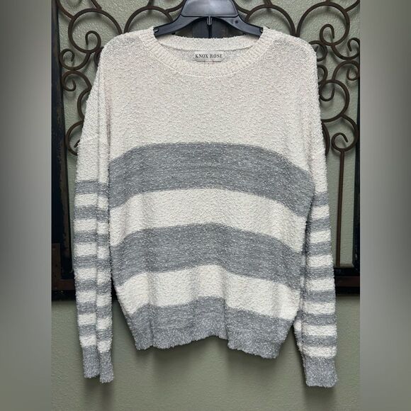 Knox Rose grey/white block knit sweater - Picture 1 of 4